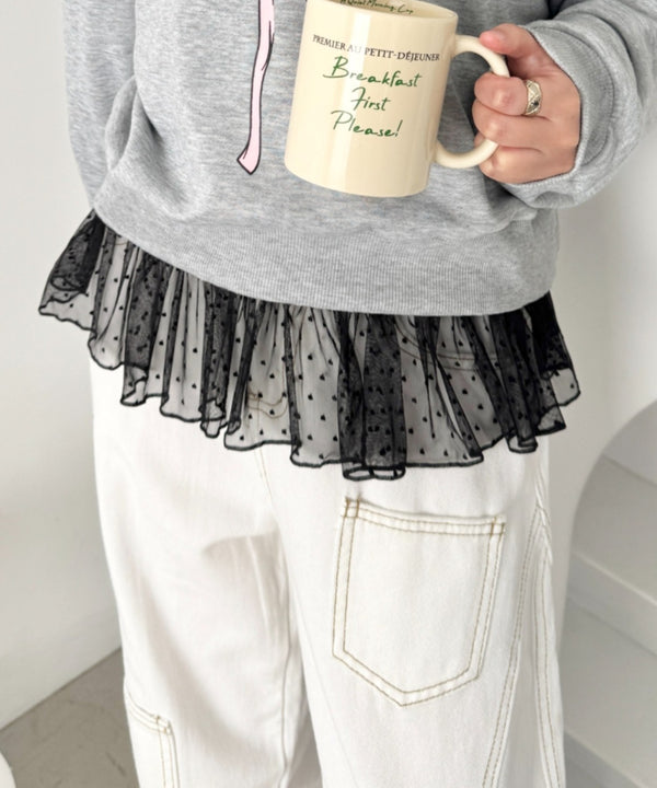 ドットチュールフリルハイネックトップス | SL2261021 | ブラック