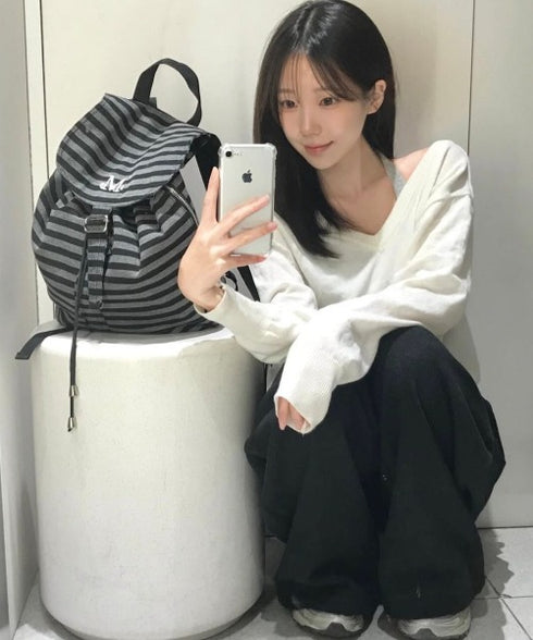MUCENT(ムセント)/軽量 ストライプ ボーダー ミニ ドローコード ドローストリング ナップザック リュック バックパックMUTE STRIPE MINI BACK PACK | AT1261018 | その他1