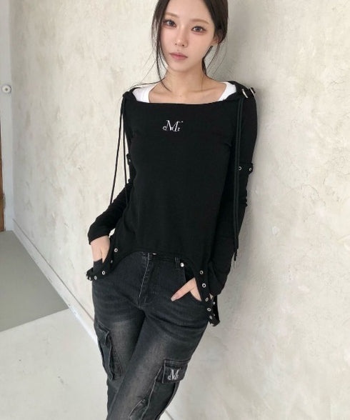 MUCENT(ムセント)/美脚 ブーツカット カーゴ フレア デニム パンツ/LUBEL BOOTS CUT CARGO DENIM PANTS | AT2261020 | ブラック