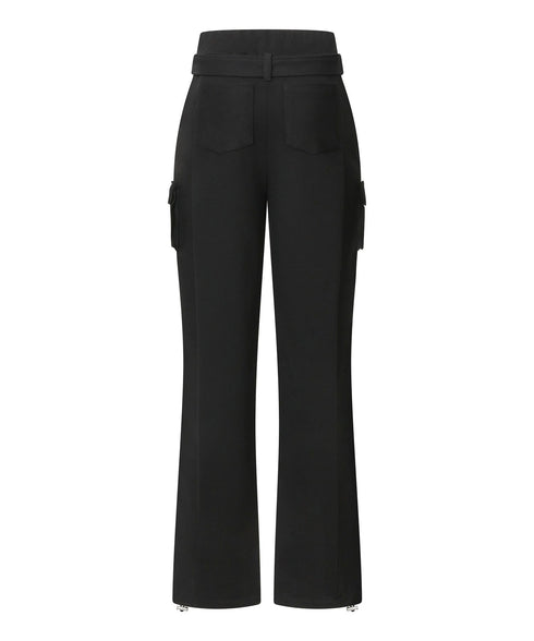 MUCENT(ムセント)/2WAY ハイウエスト ベルト付き ロング スウェットパンツ/MOLB METAL LOGO BELTED SWEAT PANTS | AT2261021 | ブラック