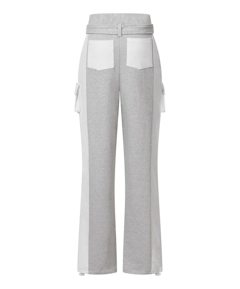 MUCENT(ムセント)/2WAY ハイウエスト ベルト付き ロング スウェットパンツ/MOLB METAL LOGO BELTED SWEAT PANTS | AT2261021 | グレー