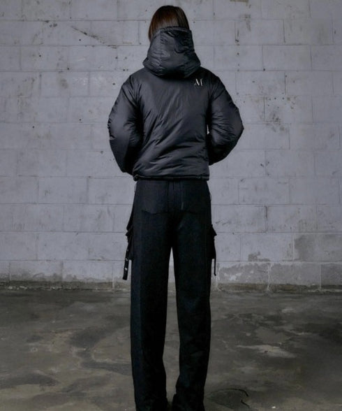 MUCENT(ムセント)/2WAY ハイウエスト ベルト付き ロング スウェットパンツ/MOLB METAL LOGO BELTED SWEAT PANTS | AT2261021 | ブラック