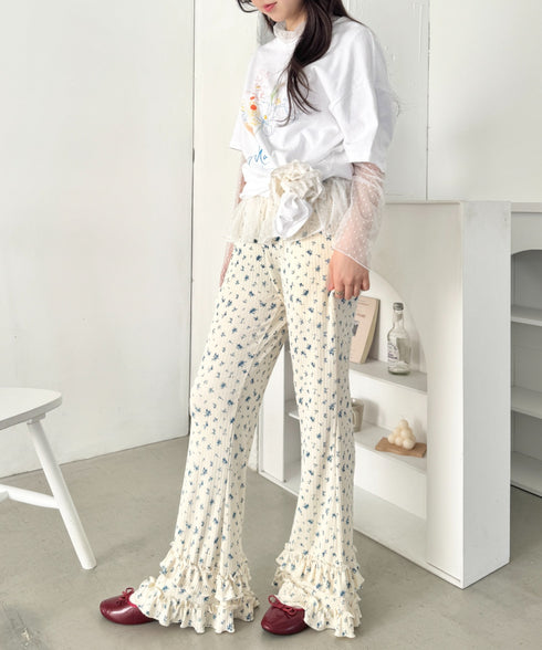 ダブルフリル花柄フレアパンツ | SL2265030 | アイボリー