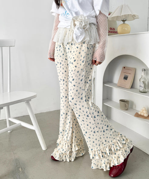 ダブルフリル花柄フレアパンツ | SL2265030 | アイボリー
