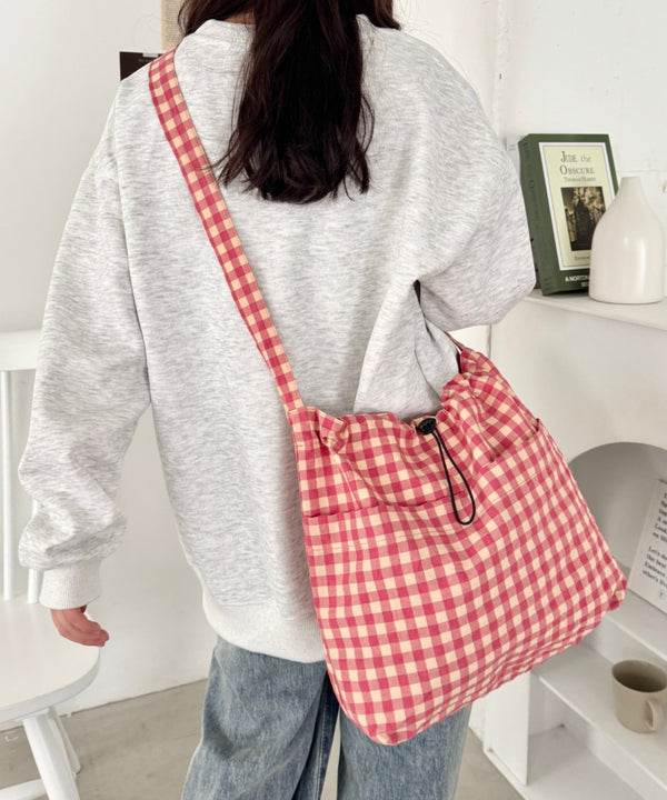 チェックスクエア巾着ショルダーバッグ | SL1265034 | レッド