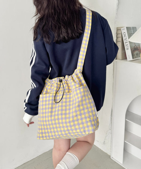 チェックスクエア巾着ショルダーバッグ | SL1265034 | イエロー