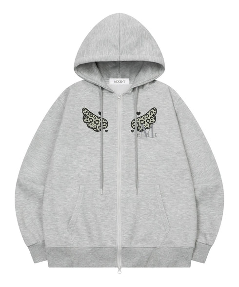 MUCENT(ムセント)/レオパード ドット エンジェル フード ジップアップ フルジップパーカー/SAR LEOPARD SYLPH DOT ANGEL HOOD ZIP-UP | AT2261026 | レオパード
