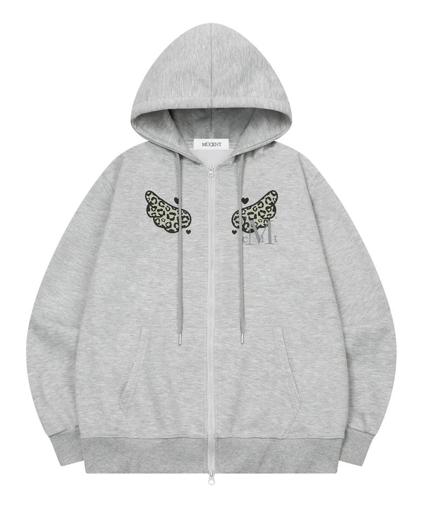 MUCENT(ムセント)/レオパード ドット エンジェル フード ジップアップ フルジップパーカー/SAR LEOPARD SYLPH DOT ANGEL HOOD ZIP-UP | AT2261026 | レオパード