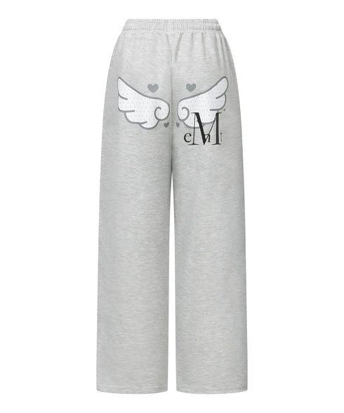 MUCENT(ムセント)/ワイド ルーズ レオパード ドット エンジェル スウェットパンツ/SAR LEOPARD SYLPH DOT ANGEL SWEAT PANTS | AT2261027 | グレー