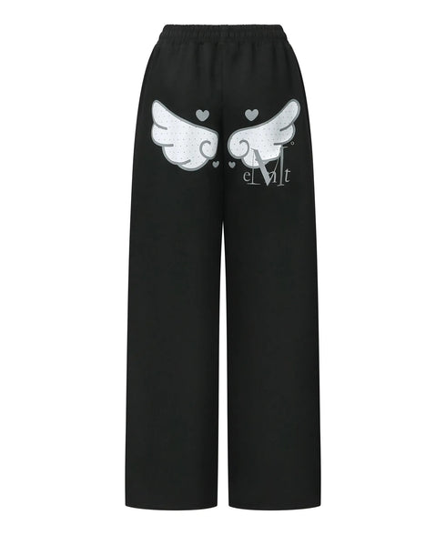 MUCENT(ムセント)/ワイド ルーズ レオパード ドット エンジェル スウェットパンツ/SAR LEOPARD SYLPH DOT ANGEL SWEAT PANTS | AT2261027 | ブラック