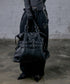 MUCENT(ムセント)/3WAY フロント ダブル ベルト レザー トート クロス ショルダーバッグ/COR FRONT DOUBLE BELTED LEATHER TOTE BAG | AT1261029 | ブラック