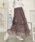 チェックフラワーフリルチュールロングスカート | SL2265046 | ブラウン