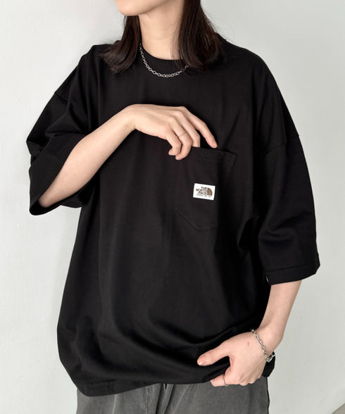 【】 THE NORTH FACE(ザ・ノースフェイス)/ルーズフィット ポケT クルーネック オーバーサイズ ユニセックス ポケット付き コットン 半袖 Tシャツ /POCKET S/S R/TEE | IM2261033 | ブラック
