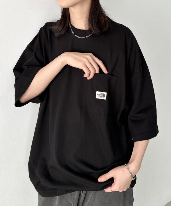 【】 THE NORTH FACE(ザ・ノースフェイス)/ルーズフィット ポケT クルーネック オーバーサイズ ユニセックス ポケット付き コットン 半袖 Tシャツ /POCKET S/S R/TEE | IM2261033 | ブラック