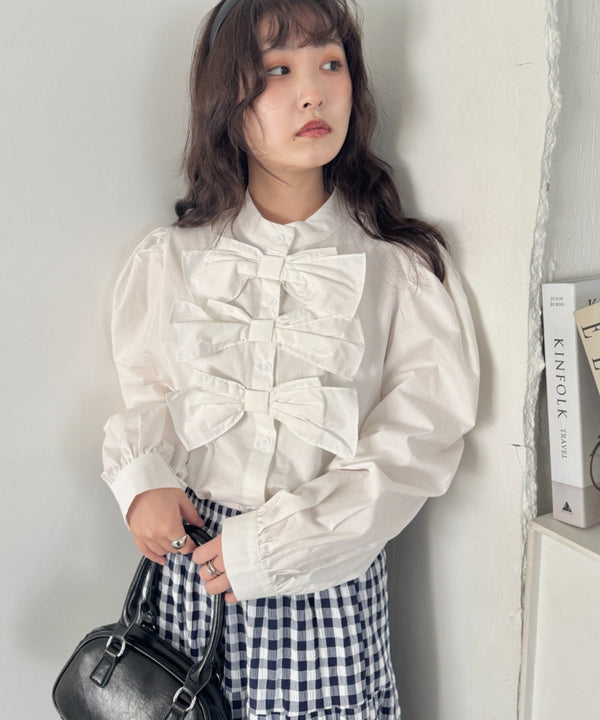 3連リボンシャツブラウス | SL2261029 | ホワイト