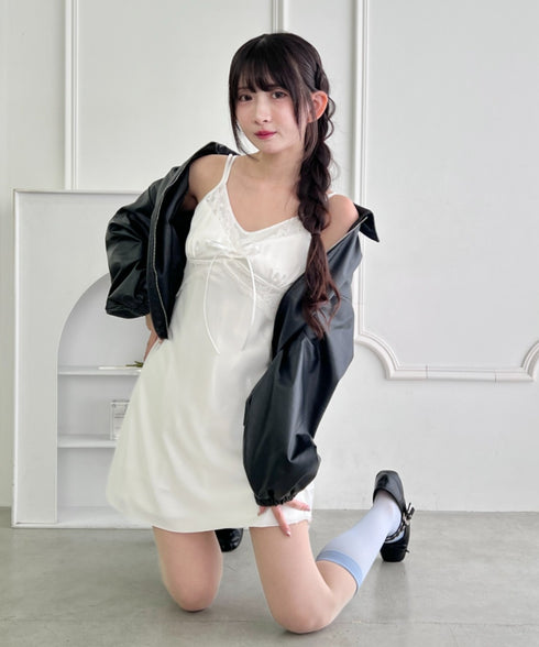 サイドレースサテンスリップミニワンピース | LO2265044 | ホワイト