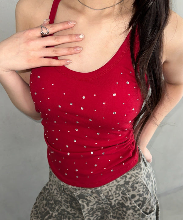 サイドギャザーラインストーンキャミソール | BA2265003 | レッド