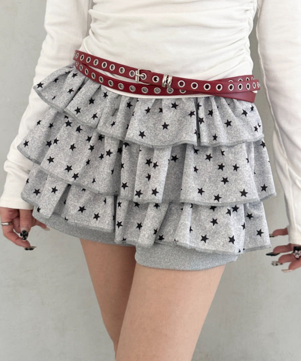 スターフリルティアードミニスカパン | BA2265005 | グレー
