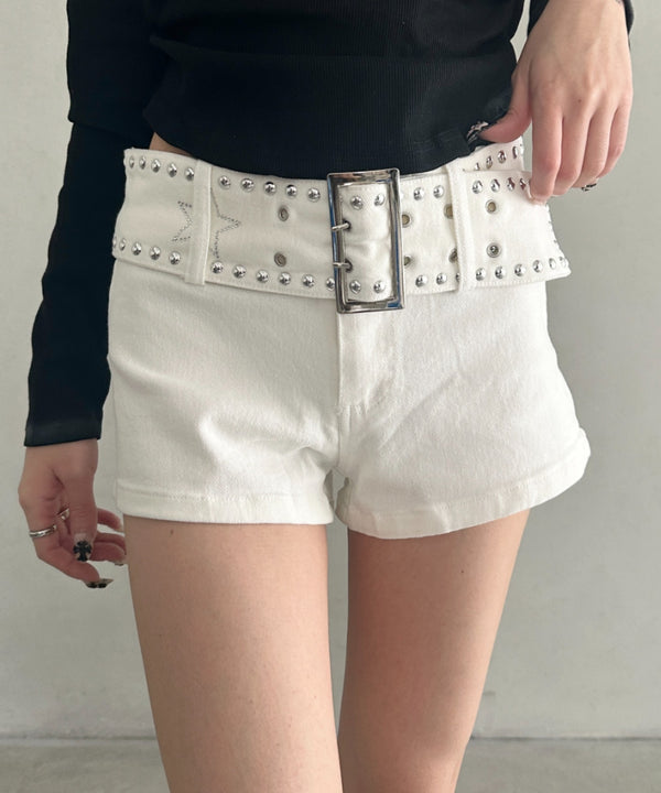 スタッズベルト付きタイトショートパンツ | BA2265006 | ホワイト