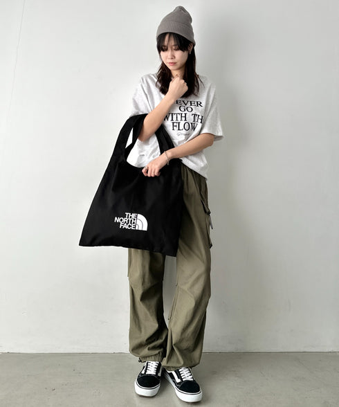 THE NORTH FACE(ザ・ノースフェイス)/A4 PC収納可能 ビッグサイズ トートバッグ コットン生地 ロゴプリント/TNF TRIG BAG | IM1261041 | ブラック