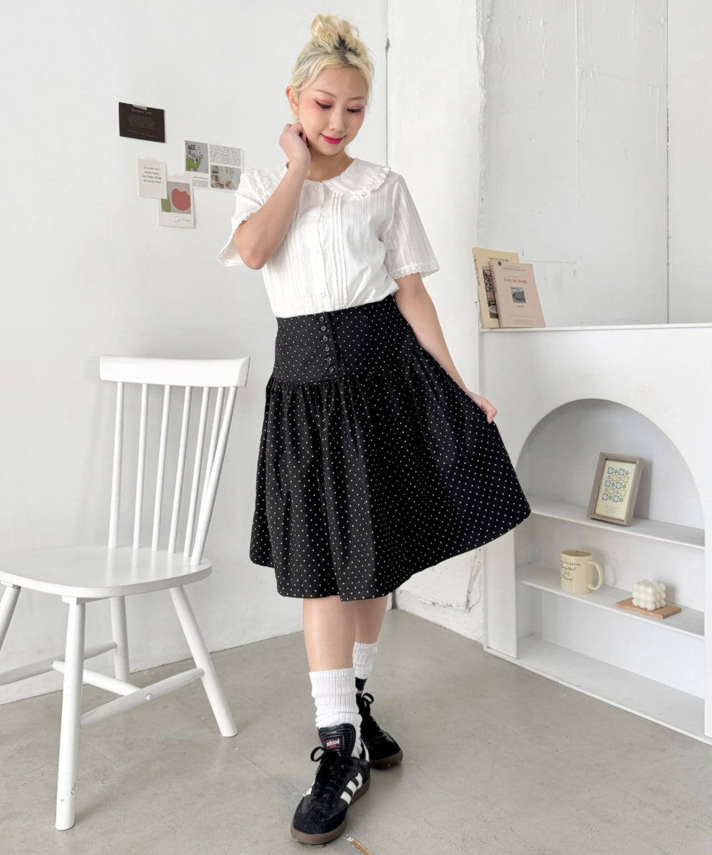 ピンドットミディスカート | SL2265068 | ブラック – Outfitter lab