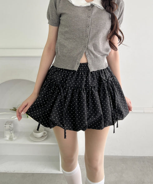 【ドット&無地】リボンバルーンスカート | LO2265051 | ブラック系その他