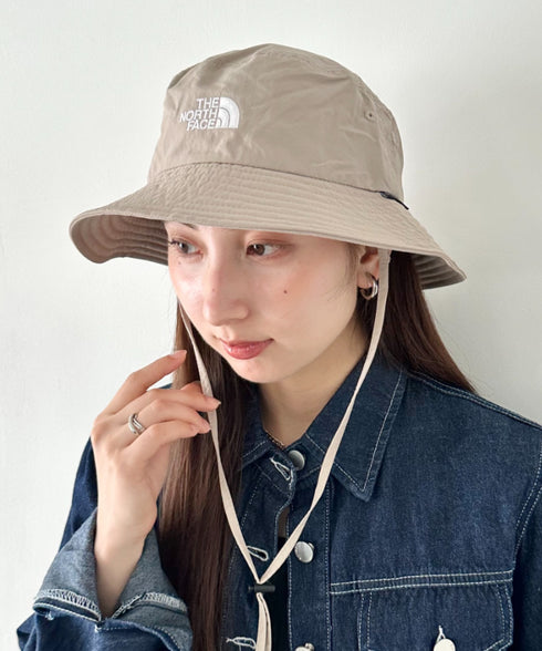 【】THE NORTH FACE(ザ・ノースフェイス)/吸湿速乾 冷感素材 ナイロンバケットハット サファリハット アドベンチャーハット ロゴ刺繍/TNF LIGHT BUCKET HAT | IM5262011 | ベージュ