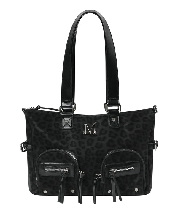 MUCENT(ムセント)/A4サイズ収納可 大容量 レオパード メタルロゴ ショルダーバッグ/ROZAN LEOPARD METAL LOGO SHOULDER BAG | AT1262015 | ブラック