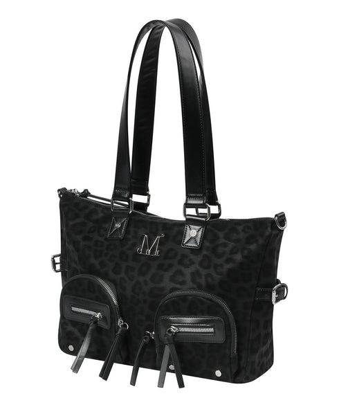 MUCENT(ムセント)/A4サイズ収納可 大容量 レオパード メタルロゴ ショルダーバッグ/ROZAN LEOPARD METAL LOGO SHOULDER BAG | AT1262015 | ブラック