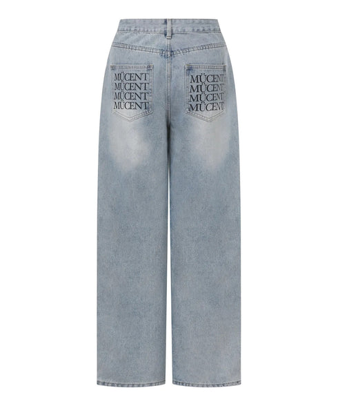 MUCENT(ムセント)/バック レタリング ワイド デニムパンツ/NOVA BACK LETTERING WIDE DENIM PANTS | AT2262017 | ライトブルー
