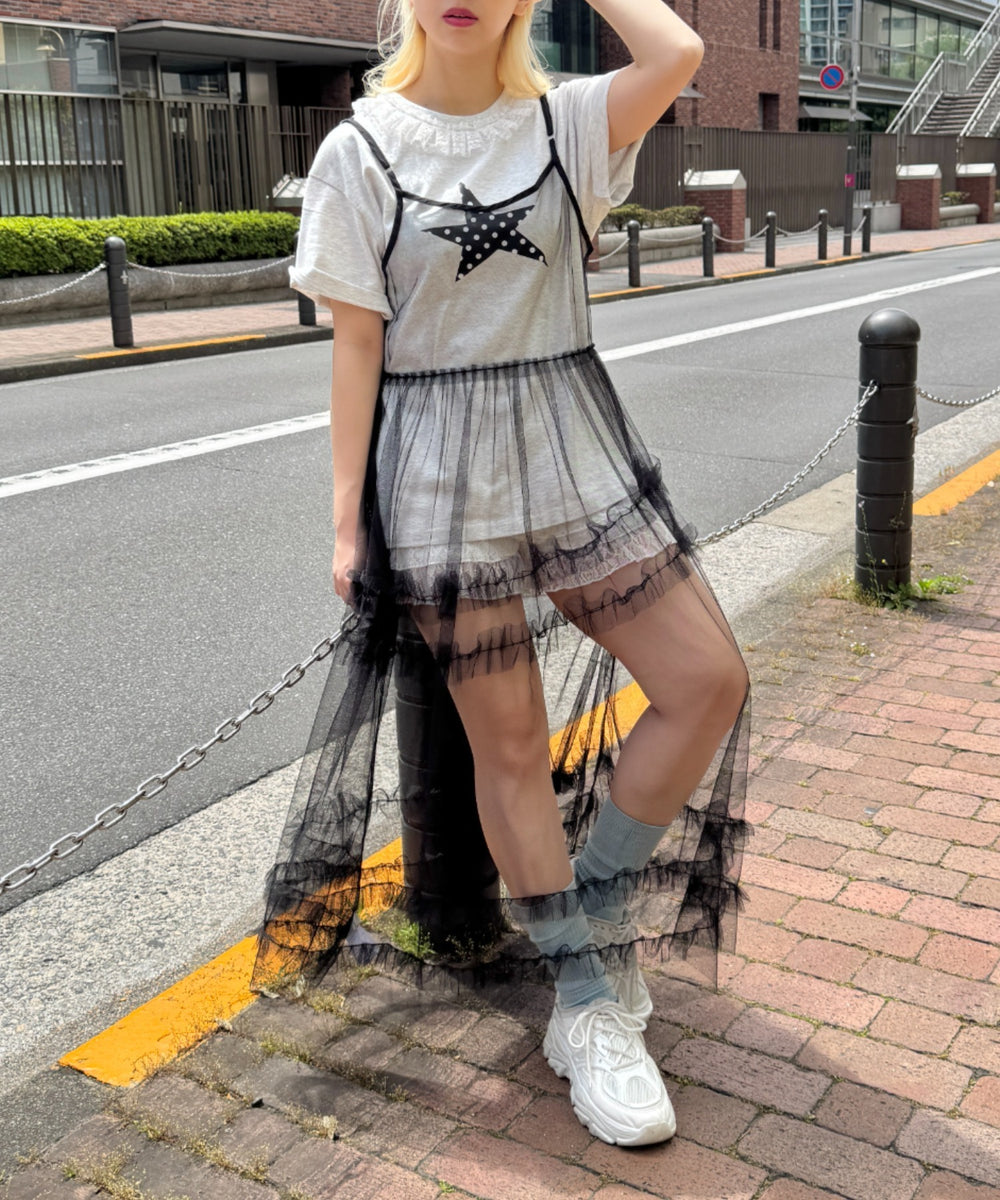 フリルチュールキャミワンピース | SL2265077 | ブラック – Outfitter lab
