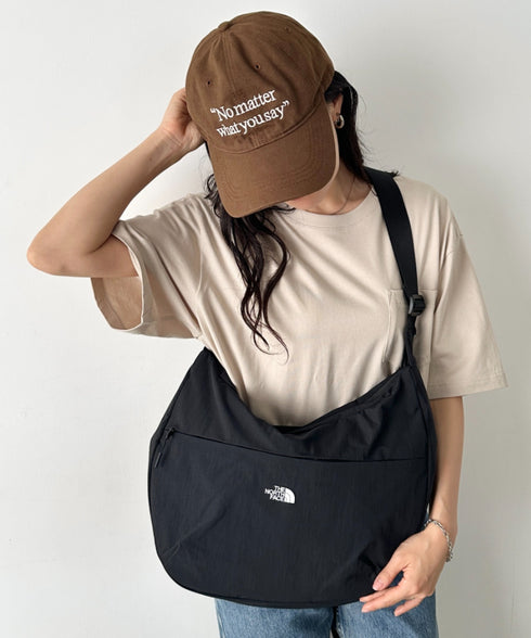 【】THE NORTH FACE(ザ・ノースフェイス)/2WAY ロゴプリント ショルダーバッグ ホーボーバッグ/LINDEN HOBO CROSSBODY | IM1262023 | ブラック