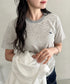 POLOCHAMPS(ポロチャンプス)/ ワンポイント刺繍 クルーネック半袖Tシャツ ボーダー/刺繍Tシャツ | IM2262028 | グレー
