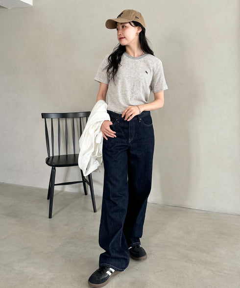 POLOCHAMPS(ポロチャンプス)/ ワンポイント刺繍 クルーネック半袖Tシャツ ボーダー/刺繍Tシャツ | IM2262028 | グレー
