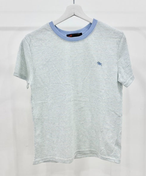 POLOCHAMPS(ポロチャンプス)/ ワンポイント刺繍 クルーネック半袖Tシャツ ボーダー/刺繍Tシャツ | IM2262028 | サックスブルー