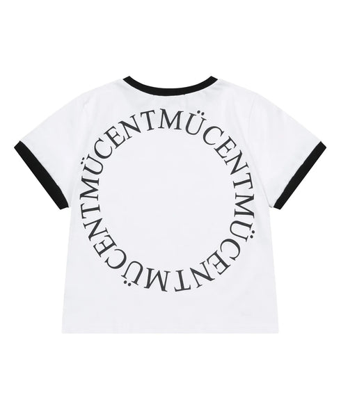 MUCENT(ムセント)/バックロゴ 配色 リングカラー クロップド 半袖 Tシャツ/RINGER HALF T | AT2262043 | ホワイト