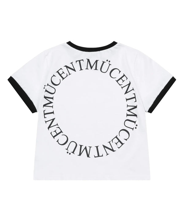 MUCENT(ムセント)/バックロゴ 配色 リングカラー クロップド 半袖 Tシャツ/RINGER HALF T | AT2262043 | ホワイト