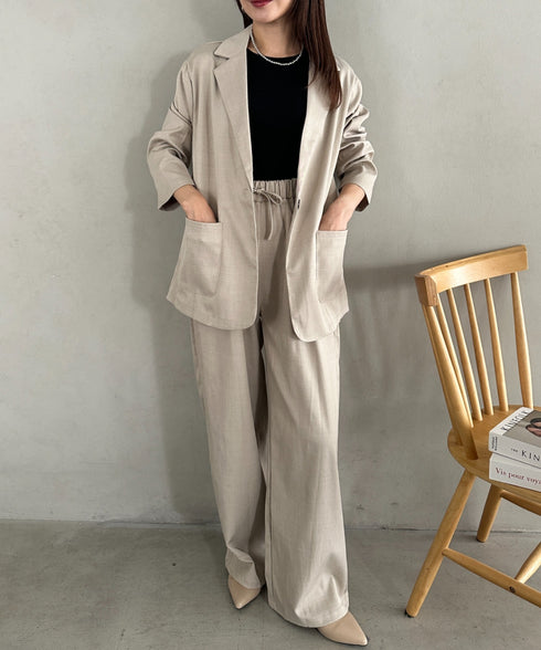 2点セット オーバーシルエットジャケットパンツセットアップ スーツ セットアップ テーラードジャケット ワイドパンツ フォーマルビジネス 大きいサイズ オフィス 卒業式 卒園式 入学式 入園式 ママスーツ 七五三 ママ 母親 オケージョン | MD2265077 | ライトベージュ