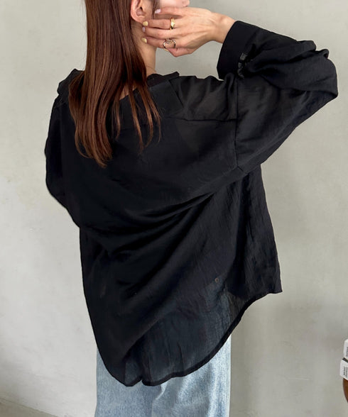 【ナチュラル × 軽やか】シャツ、タンクトップ2点セット晩夏向け冷房・日焼け防止におすすめ | MD2265081 | ブラック