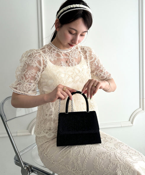 2WAYスクエアハンドバッグ ショルダーバッグ パーティーバッグ結婚式 オケージョン パーティー お呼ばれ | MD1265083 | ブラック