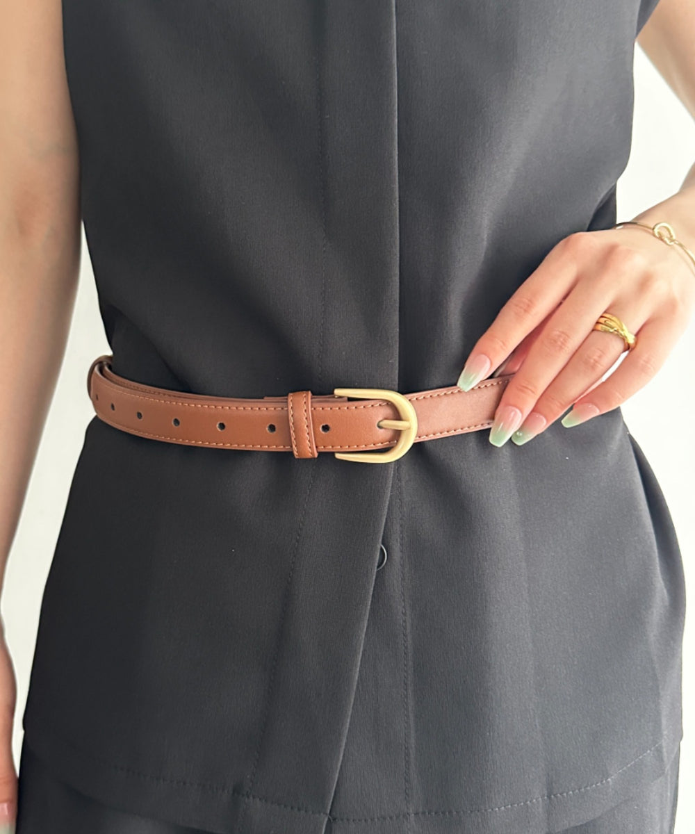 6色展開マットゴールドバックルシンプルPUベルト | MD6265093