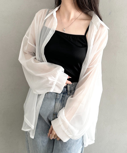 キャミ付き長袖シアーシャツ | CL2265039 | ホワイト