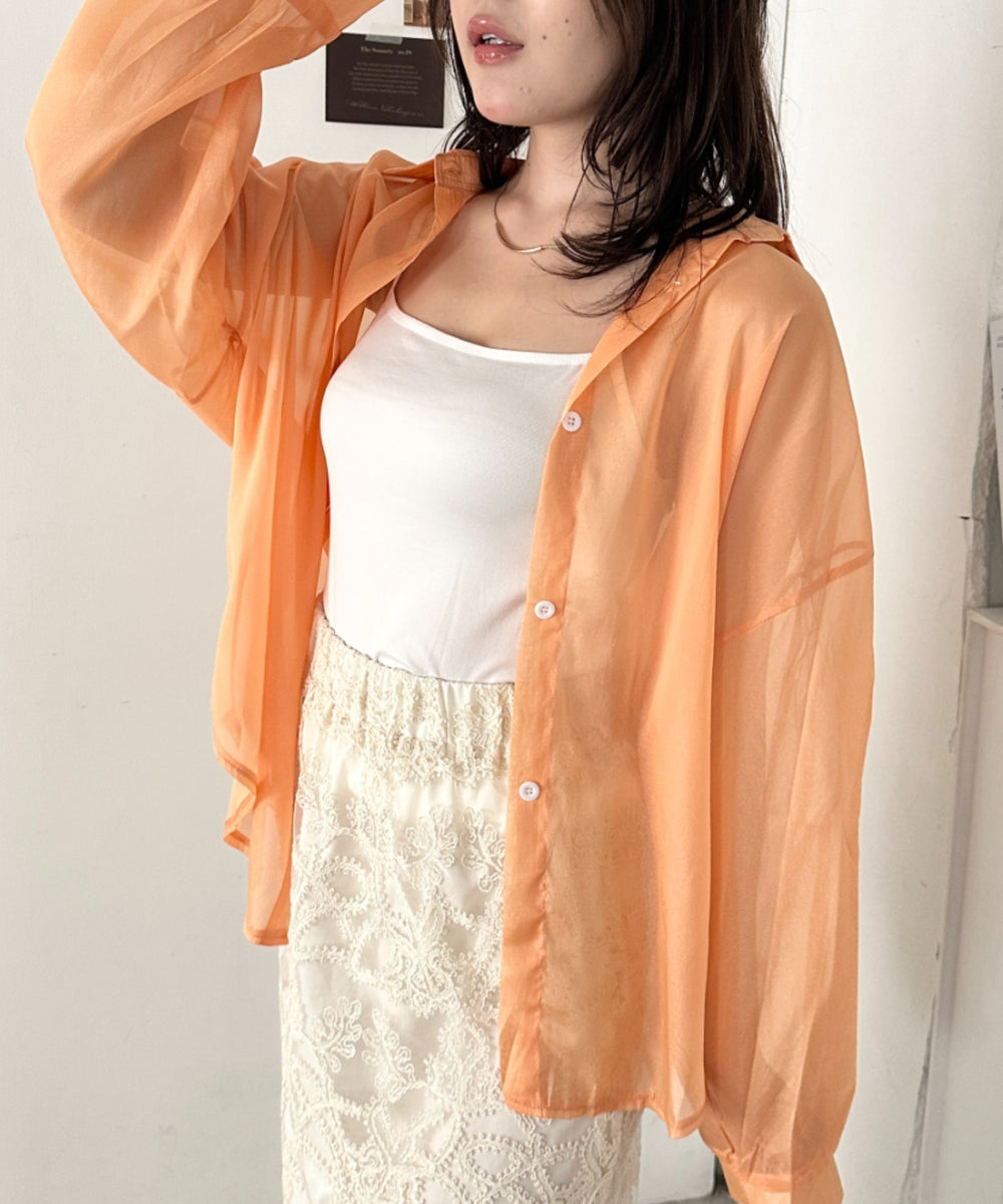 キャミ付き長袖シアーシャツ | CL2265039 | オレンジ – Outfitter lab