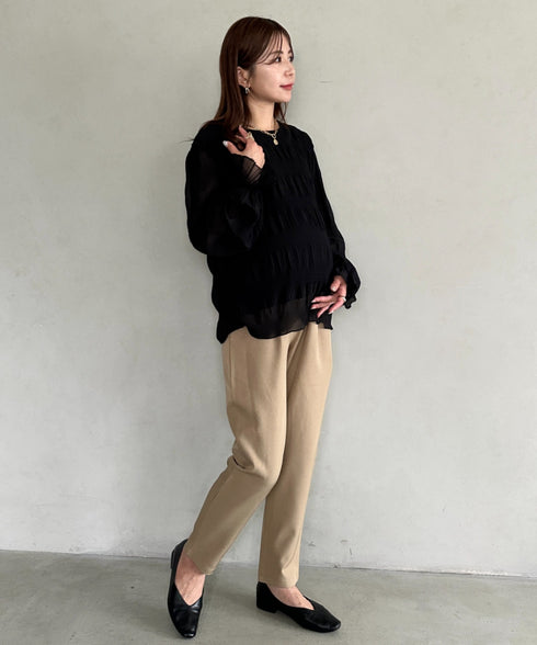 【マタニティ】お腹楽々のびのびマタニティテーパードパンツ 美シルエット | MD2265098 | ベージュ