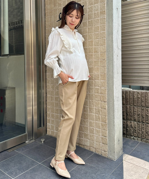 【マタニティ】お腹楽々のびのびマタニティテーパードパンツ 美シルエット | MD2265098 | ベージュ