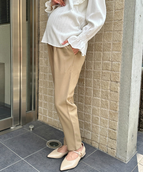 【マタニティ】お腹楽々のびのびマタニティテーパードパンツ 美シルエット | MD2265098 | ベージュ