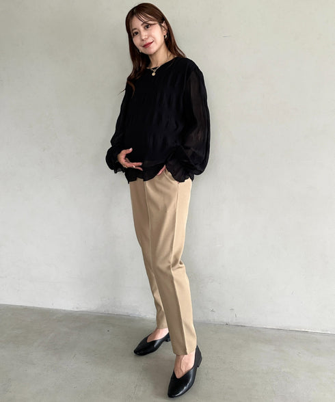 【マタニティ】お腹楽々のびのびマタニティテーパードパンツ 美シルエット | MD2265098 | ベージュ