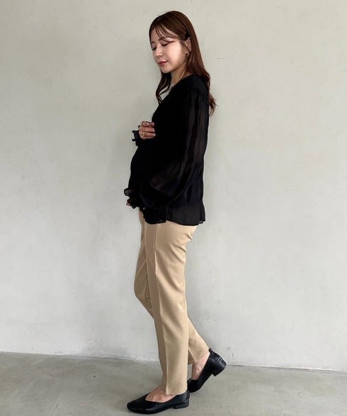 【マタニティ】お腹楽々のびのびマタニティテーパードパンツ 美シルエット | MD2265098 | ベージュ