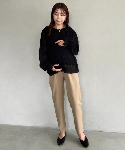 【マタニティ】お腹楽々のびのびマタニティテーパードパンツ 美シルエット | MD2265098 | ベージュ