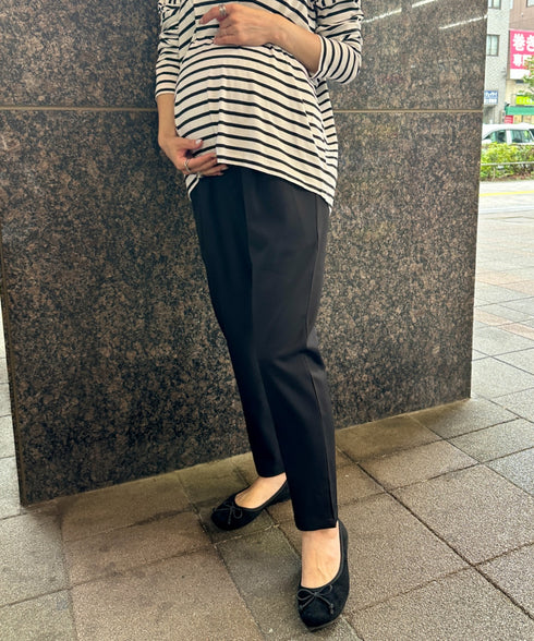 【マタニティ】お腹楽々のびのびマタニティテーパードパンツ 美シルエット | MD2265098 | ブラック